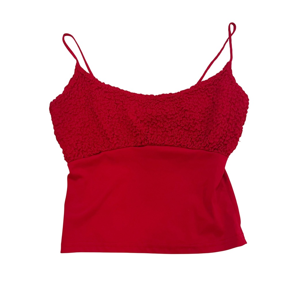 Vintage 90s Suzy Phillips Red Popcorn Textured Cami Top Made in USA Size Small